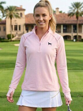 AHEAD Performance The Black Dog Pink Golf Pullover Quarter Zip Aesthetic Small